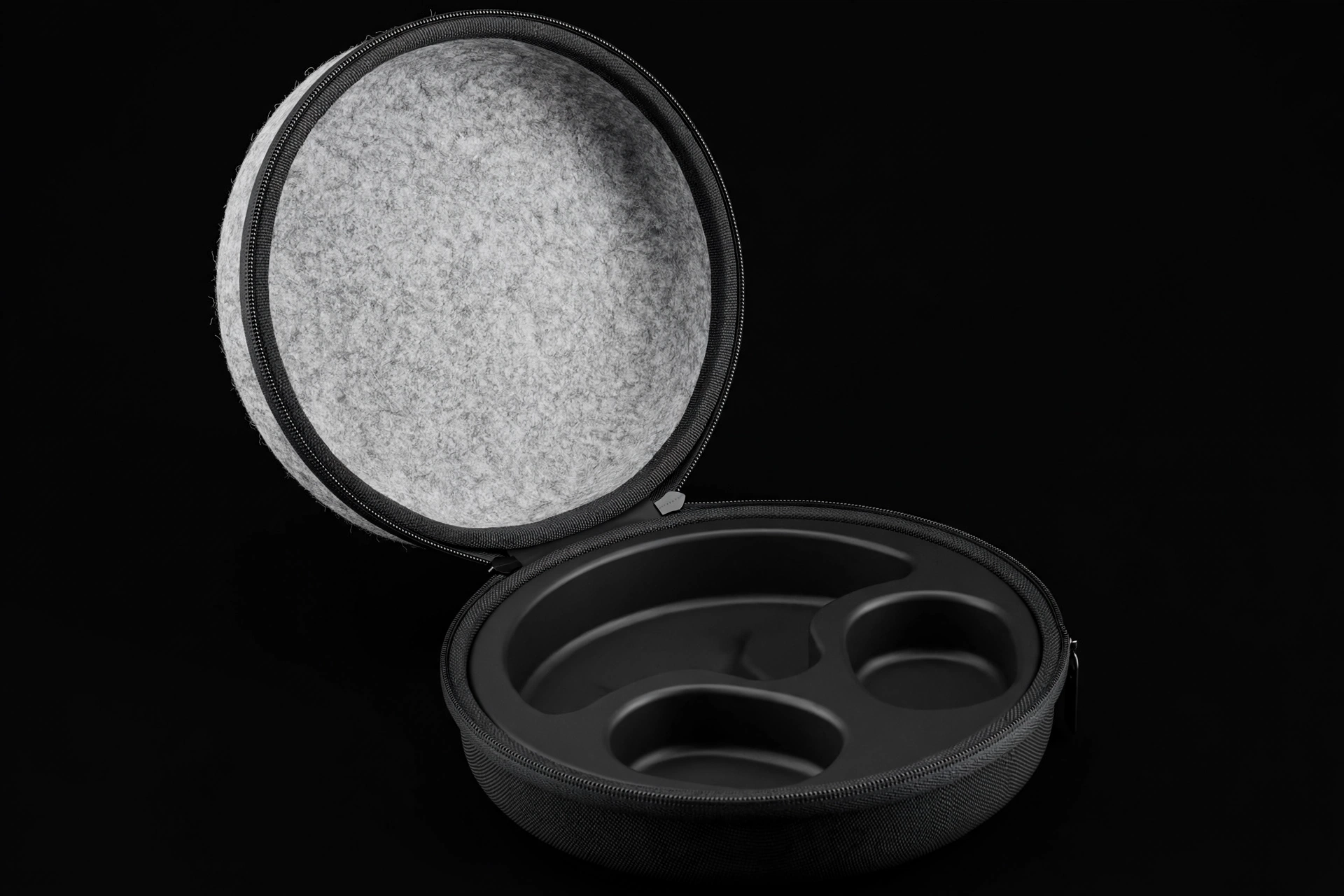 Round EVA headphone case with felt face