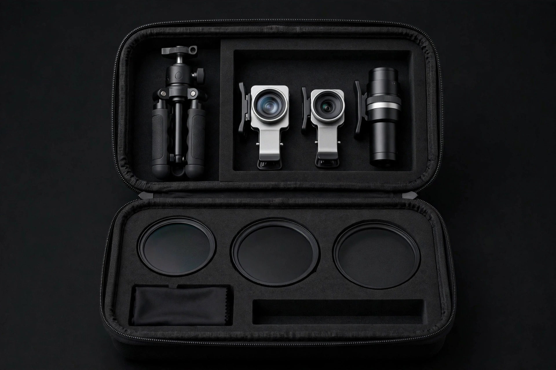 EVA case with smartphone photography accessories