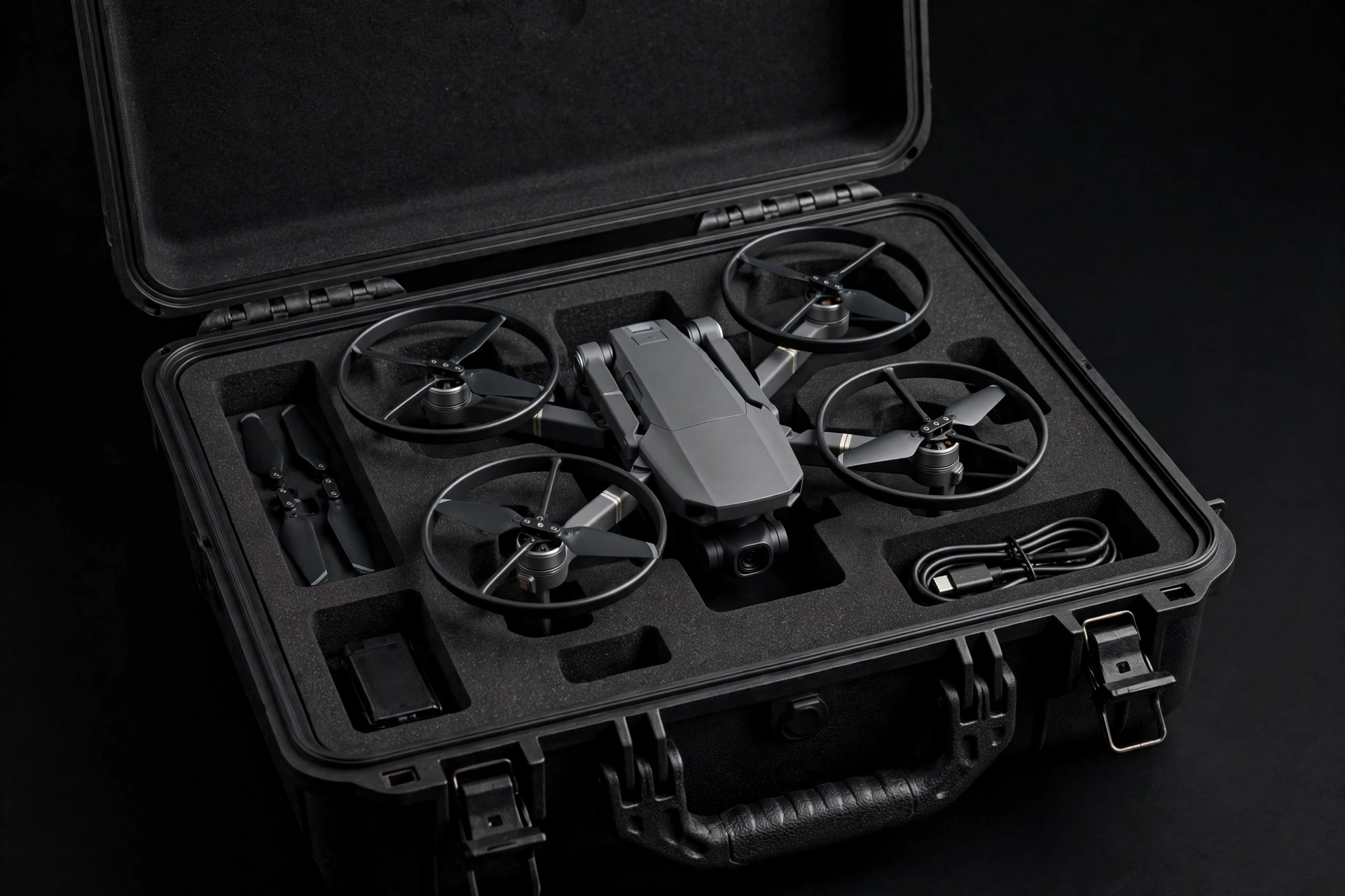 EVA drone case with die-cut foam for folding drone
